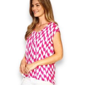 White and Pink Checkered Sleeveless Year-Round Top By Micheal Kors